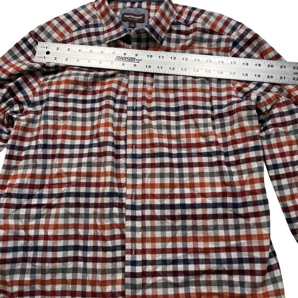 JOHNSON AND MURPHY Shirt Button Up Men Large Blue Red Flip Cuff Cotton (298) - Picture 6 of 10